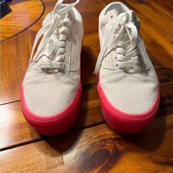 VANS Old Skool Stackform white suede sneakers w/ hot pink soles - Picture 3 of 8